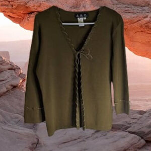 JAC Large, olive green, knit sweater for fall/winter Viscose, Nylon